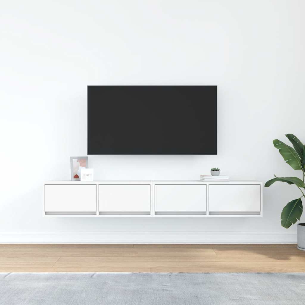 vidaXL Dulapuri TV 2 buc Alb 80x31x25,5 cm Lemn prelucrat vidaXL Dulapuri TV 2 buc Alb 80x31x25,5 cm Lemn prelucrat