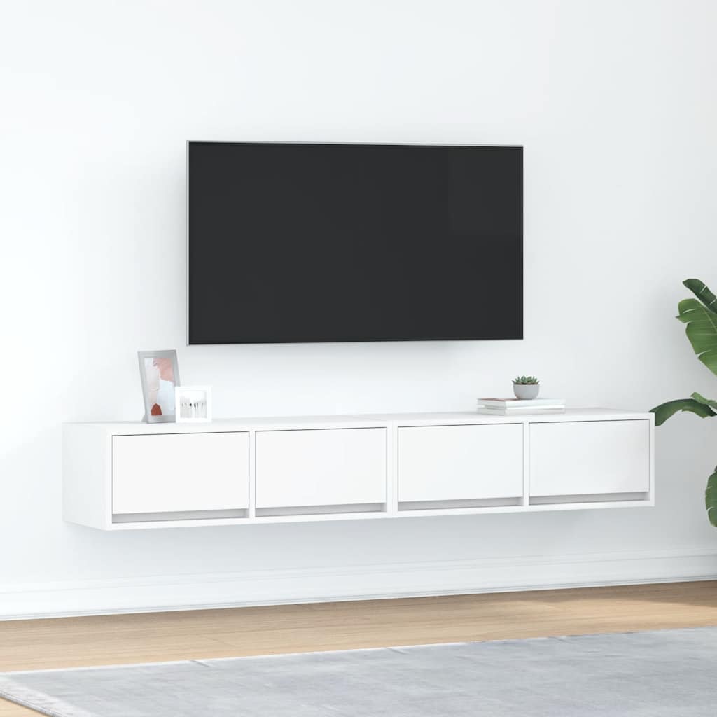 vidaXL Dulapuri TV 2 buc Alb 80x31x25,5 cm Lemn prelucrat vidaXL Dulapuri TV 2 buc Alb 80x31x25,5 cm Lemn prelucrat