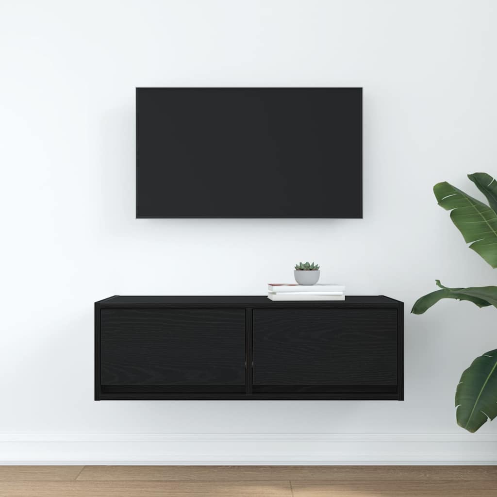 vidaXL Dulap TV Stejar negru 80x31x25,5 cm Lemn prelucrat