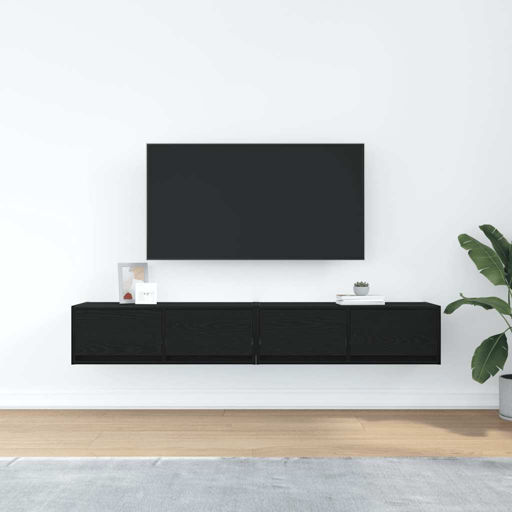 vidaXL Dulapuri TV 2 buc Stejar negru 80x31x25,5 cm Lemn prelucrat