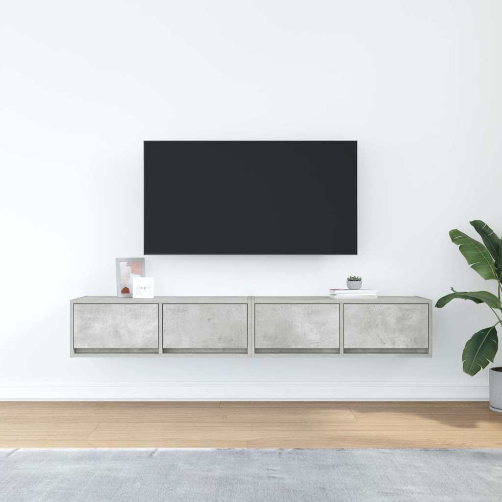 vidaXL Dulapuri TV 2 buc Beton Gri 80x31x25,5 cm Lemn prelucrat vidaXL Dulapuri TV 2 buc Beton Gri 80x31x25,5 cm Lemn prelucrat