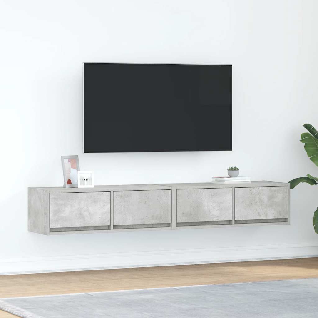 vidaXL Dulapuri TV 2 buc Beton Gri 80x31x25,5 cm Lemn prelucrat vidaXL Dulapuri TV 2 buc Beton Gri 80x31x25,5 cm Lemn prelucrat