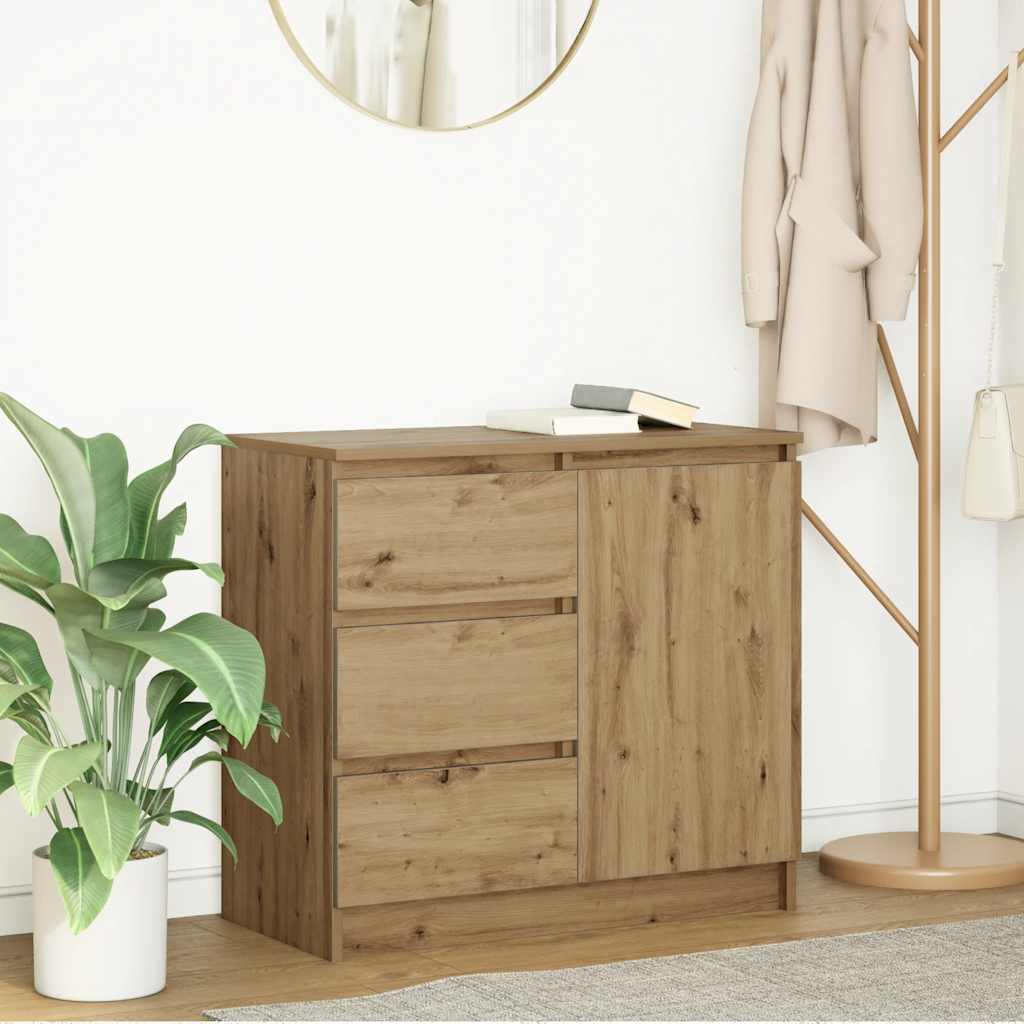 vidaXL Bufetă cu sertar Artisan Stejar 71x35x65 cm lemn prelucrat vidaXL Bufetă cu sertar Artisan Stejar 71x35x65 cm lemn prelucrat