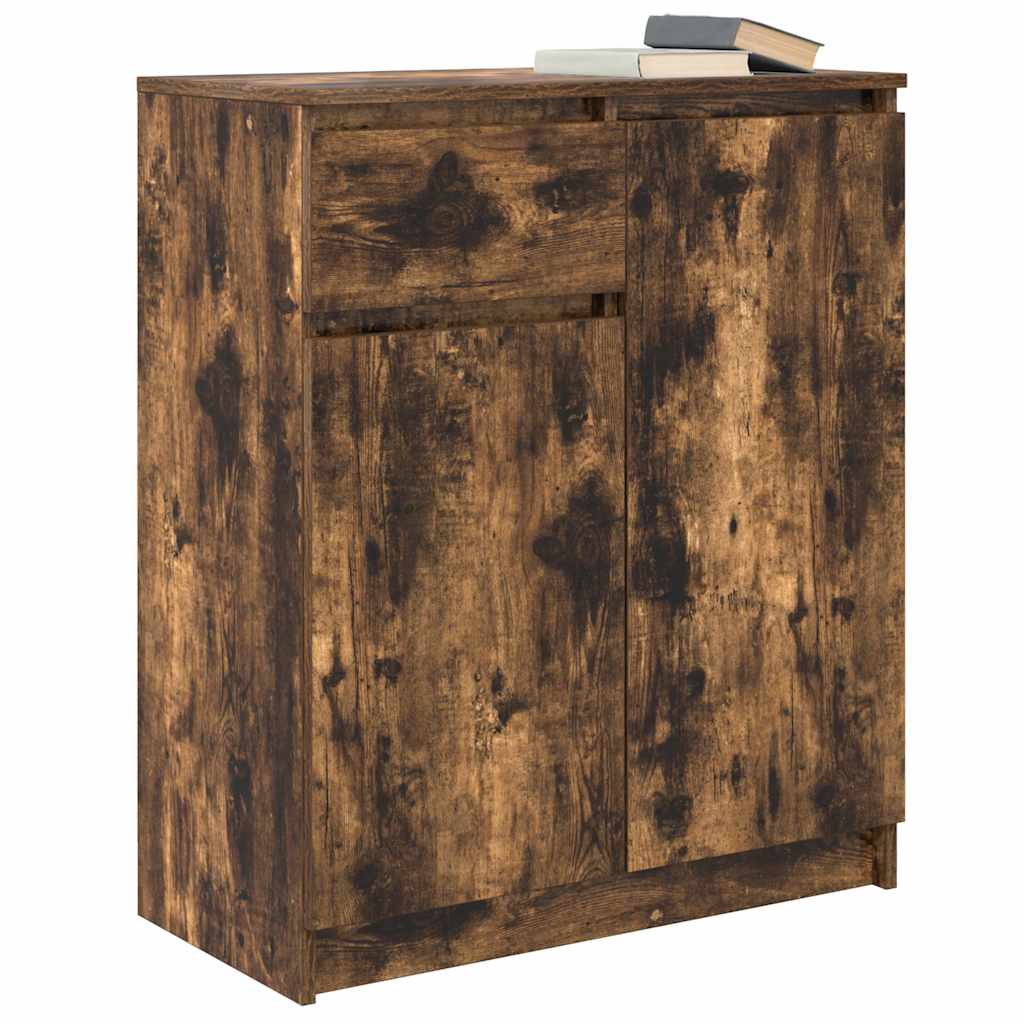 vidaXL Bufetă cu sertar stejar afumat 71x35x84 cm lemn de stratificat