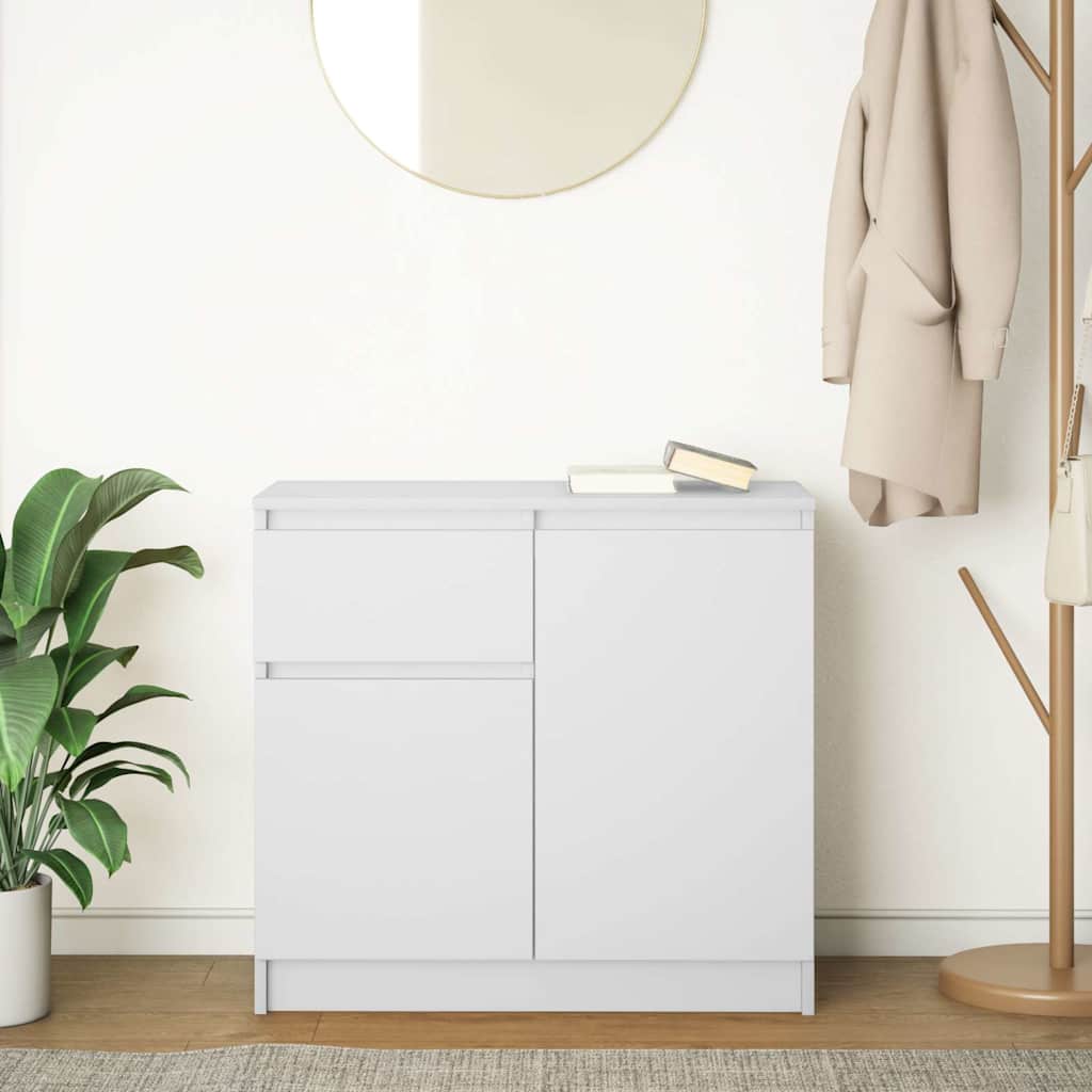 vidaXL Bufetă cu sertar alb 71x35x65 cm din lemn prelucrat vidaXL Bufetă cu sertar alb 71x35x65 cm din lemn prelucrat