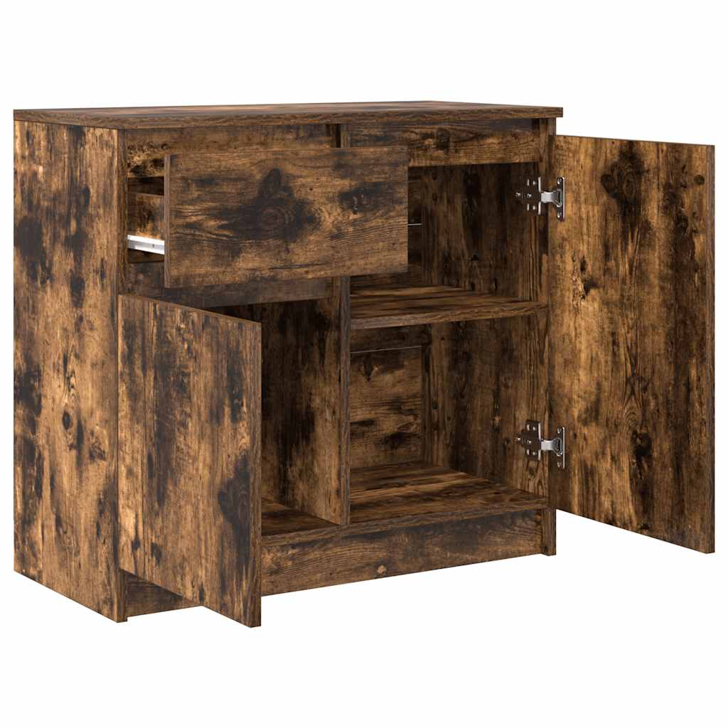 vidaXL Bufetă cu sertar stejar afumat 71x35x65 cm lemn de stratificat vidaXL Bufetă cu sertar stejar afumat 71x35x65 cm lemn de stratificat