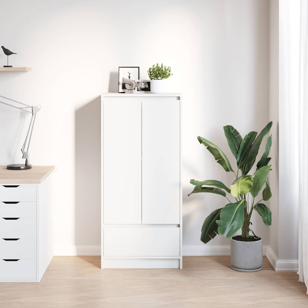 vidaXL Dulap cu sertar alb 55,5x34x119,5 cm lemn de prelucrare vidaXL Dulap cu sertar alb 55,5x34x119,5 cm lemn de prelucrare