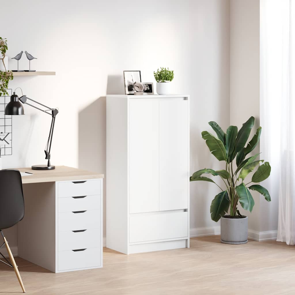 vidaXL Dulap cu sertar alb 55,5x34x119,5 cm lemn de prelucrare vidaXL Dulap cu sertar alb 55,5x34x119,5 cm lemn de prelucrare