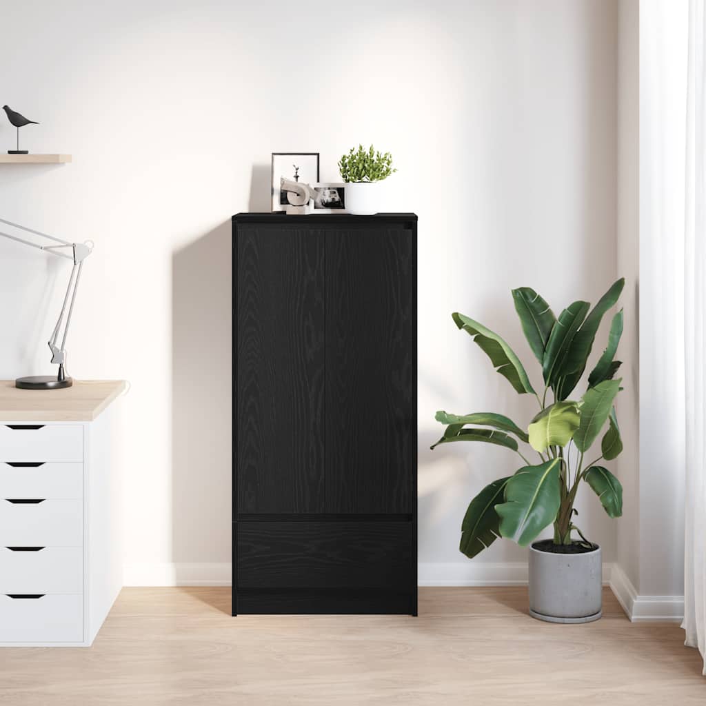 vidaXL Dulap cu sertar stejar negru 55,5x34x119,5 cm lemn prelucrat vidaXL Dulap cu sertar stejar negru 55,5x34x119,5 cm lemn prelucrat