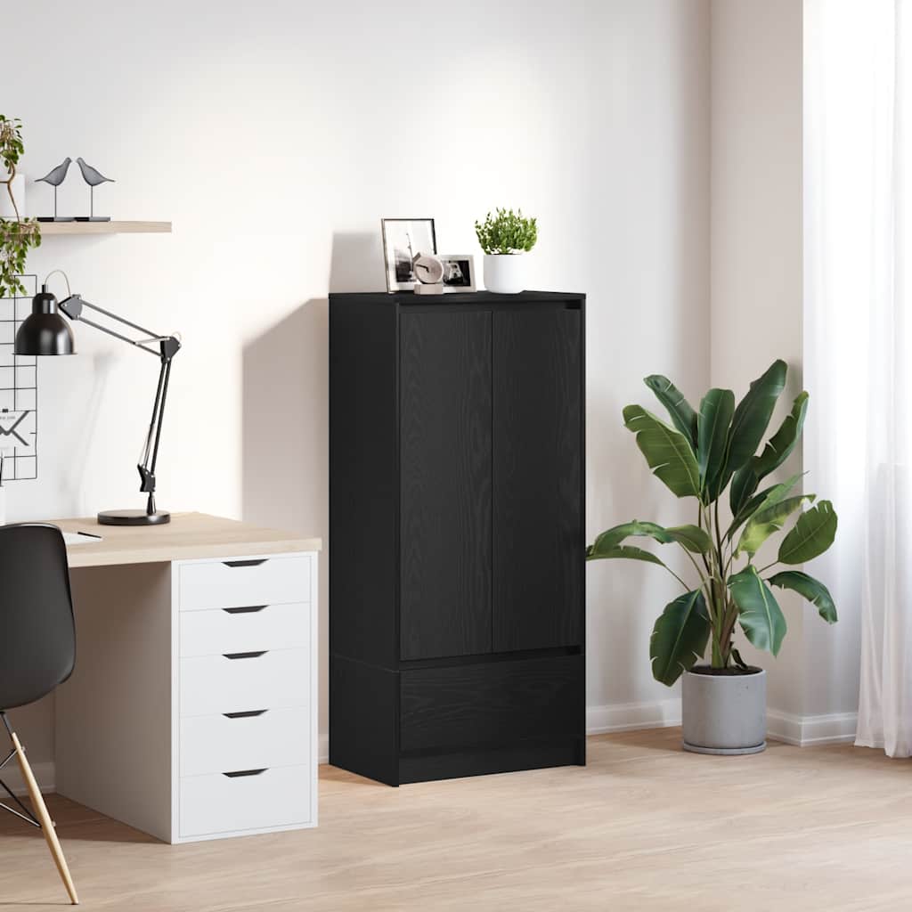 vidaXL Dulap cu sertar stejar negru 55,5x34x119,5 cm lemn prelucrat vidaXL Dulap cu sertar stejar negru 55,5x34x119,5 cm lemn prelucrat