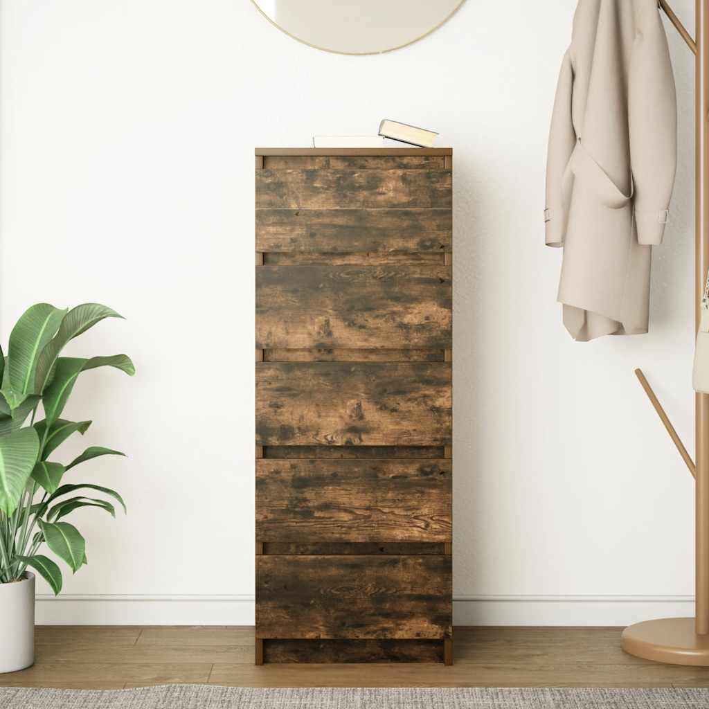 vidaXL Bufetă cu sertare Stejar afumat 37,5x35x99 cm Lemn prelucrat