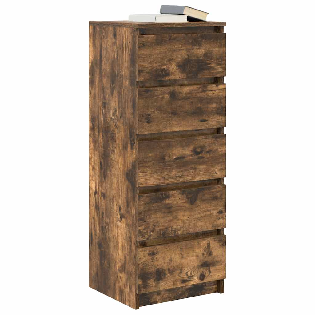 vidaXL Bufetă cu sertare Stejar afumat 37,5x35x99 cm Lemn prelucrat