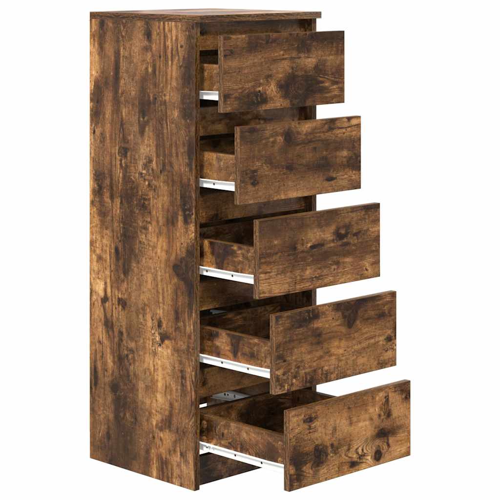 vidaXL Bufetă cu sertare Stejar afumat 37,5x35x99 cm Lemn prelucrat