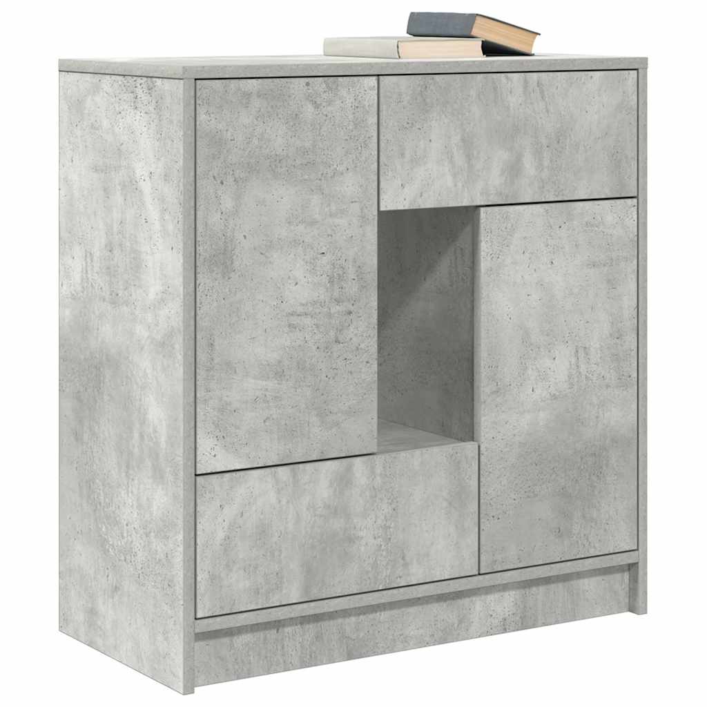 vidaXL Bufetă cu sertare și uși Gri beton 70,5x34x74,5 cm vidaXL Bufetă cu sertare și uși Gri beton 70,5x34x74,5 cm