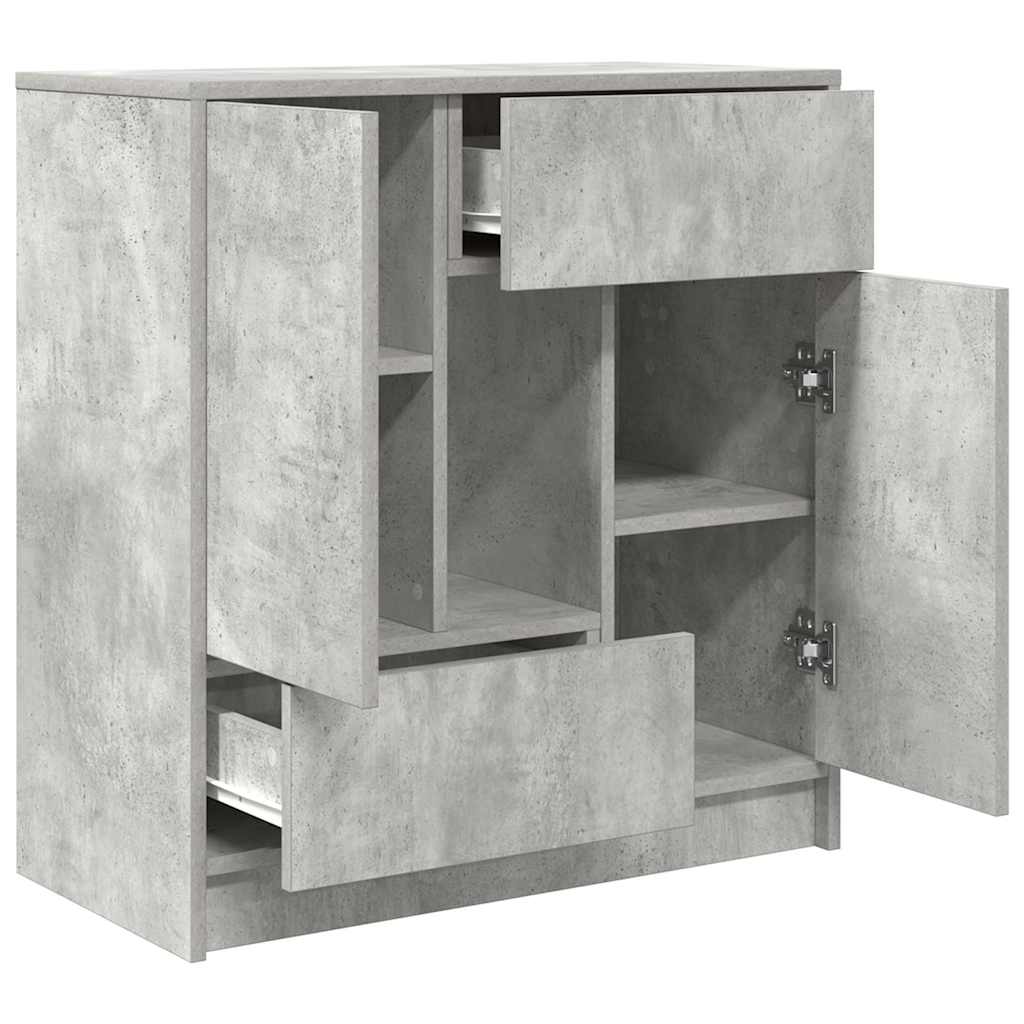 vidaXL Bufetă cu sertare și uși Gri beton 70,5x34x74,5 cm vidaXL Bufetă cu sertare și uși Gri beton 70,5x34x74,5 cm
