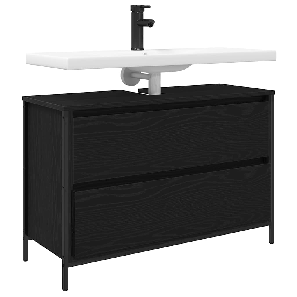vidaXL Dulap pentru baie cu sertare Stejar negru 90x34,5x60 cm vidaXL Dulap pentru baie cu sertare Stejar negru 90x34,5x60 cm