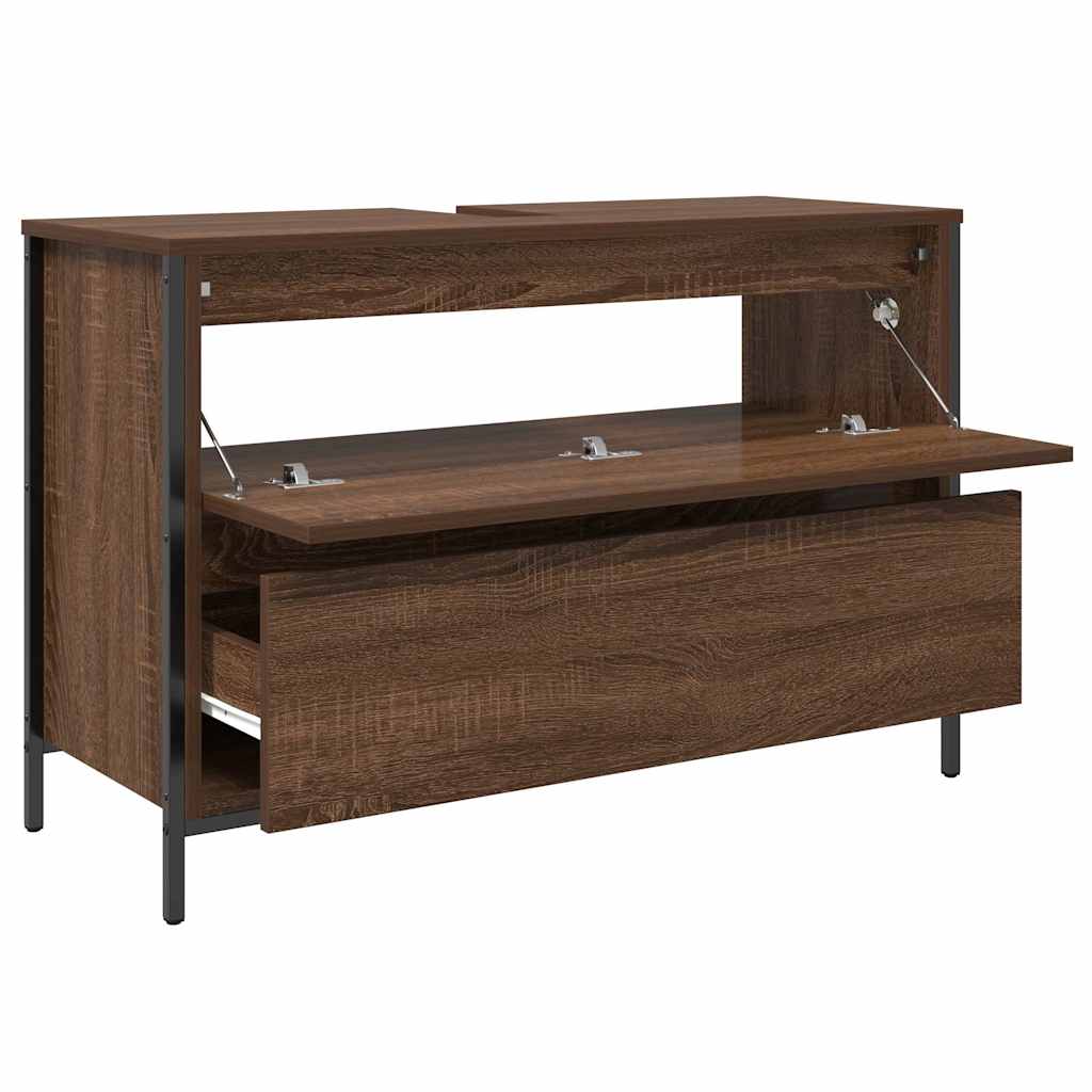 vidaXL Dulap pentru baie cu sertare, stejar maro, 90x34,5x60 cm vidaXL Dulap pentru baie cu sertare, stejar maro, 90x34,5x60 cm