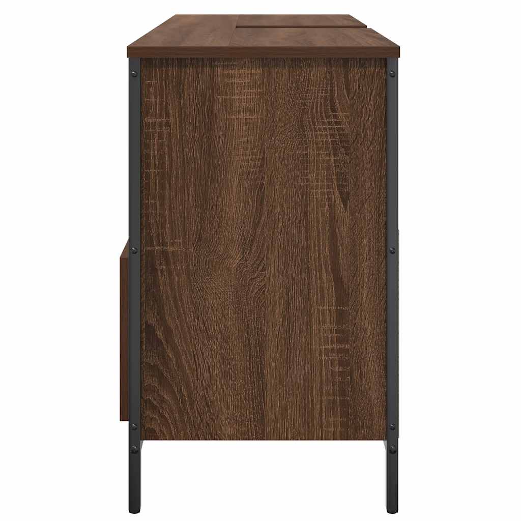 vidaXL Dulap pentru baie cu sertare, stejar maro, 90x34,5x60 cm vidaXL Dulap pentru baie cu sertare, stejar maro, 90x34,5x60 cm