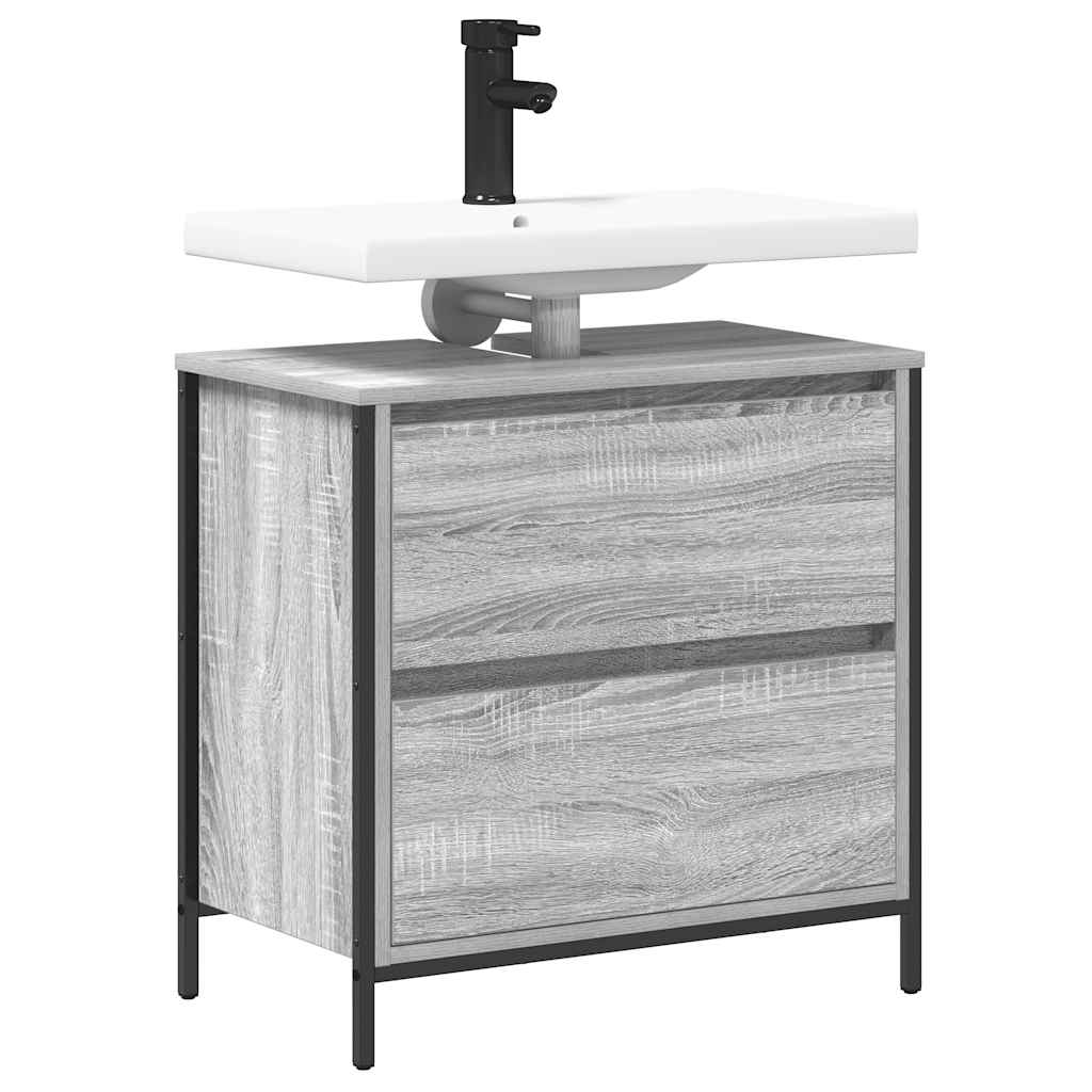 vidaXL Dulap pentru baie cu sertare Gri Sonoma 60x34,5x60 cm vidaXL Dulap pentru baie cu sertare Gri Sonoma 60x34,5x60 cm