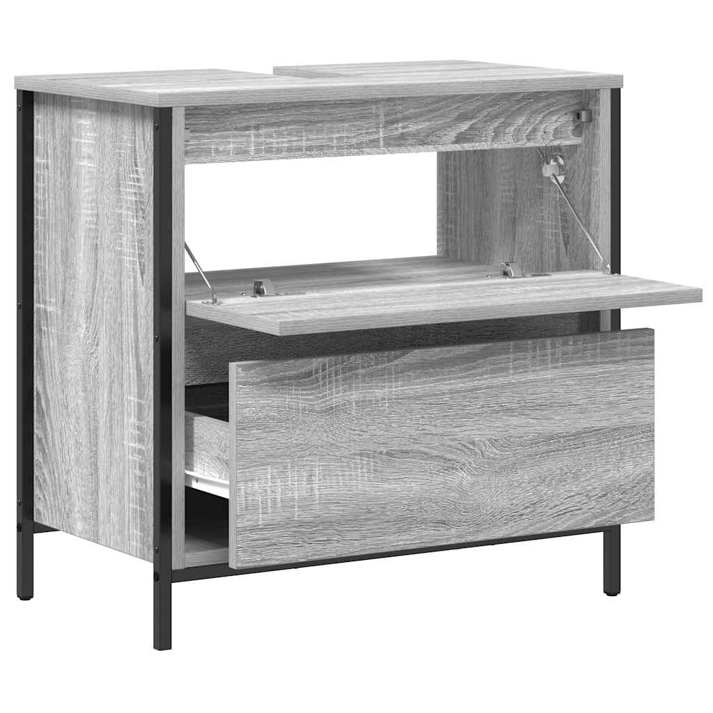 vidaXL Dulap pentru baie cu sertare Gri Sonoma 60x34,5x60 cm vidaXL Dulap pentru baie cu sertare Gri Sonoma 60x34,5x60 cm