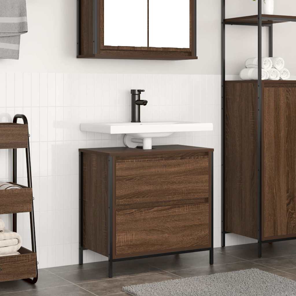 vidaXL Dulap pentru baie cu sertare Stejar maro 60x34,5x60 cm vidaXL Dulap pentru baie cu sertare Stejar maro 60x34,5x60 cm