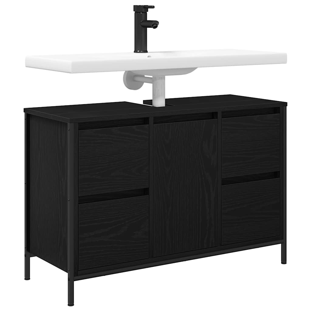 vidaXL Dulap pentru chiuvetă cu sertare Stejar negru 90x34,5x60 cm vidaXL Dulap pentru chiuvetă cu sertare Stejar negru 90x34,5x60 cm