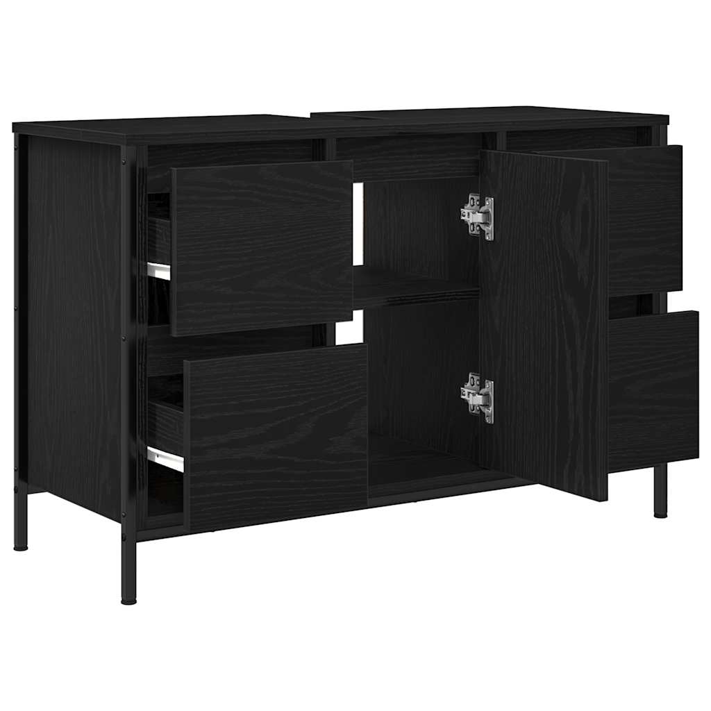 vidaXL Dulap pentru chiuvetă cu sertare Stejar negru 90x34,5x60 cm vidaXL Dulap pentru chiuvetă cu sertare Stejar negru 90x34,5x60 cm