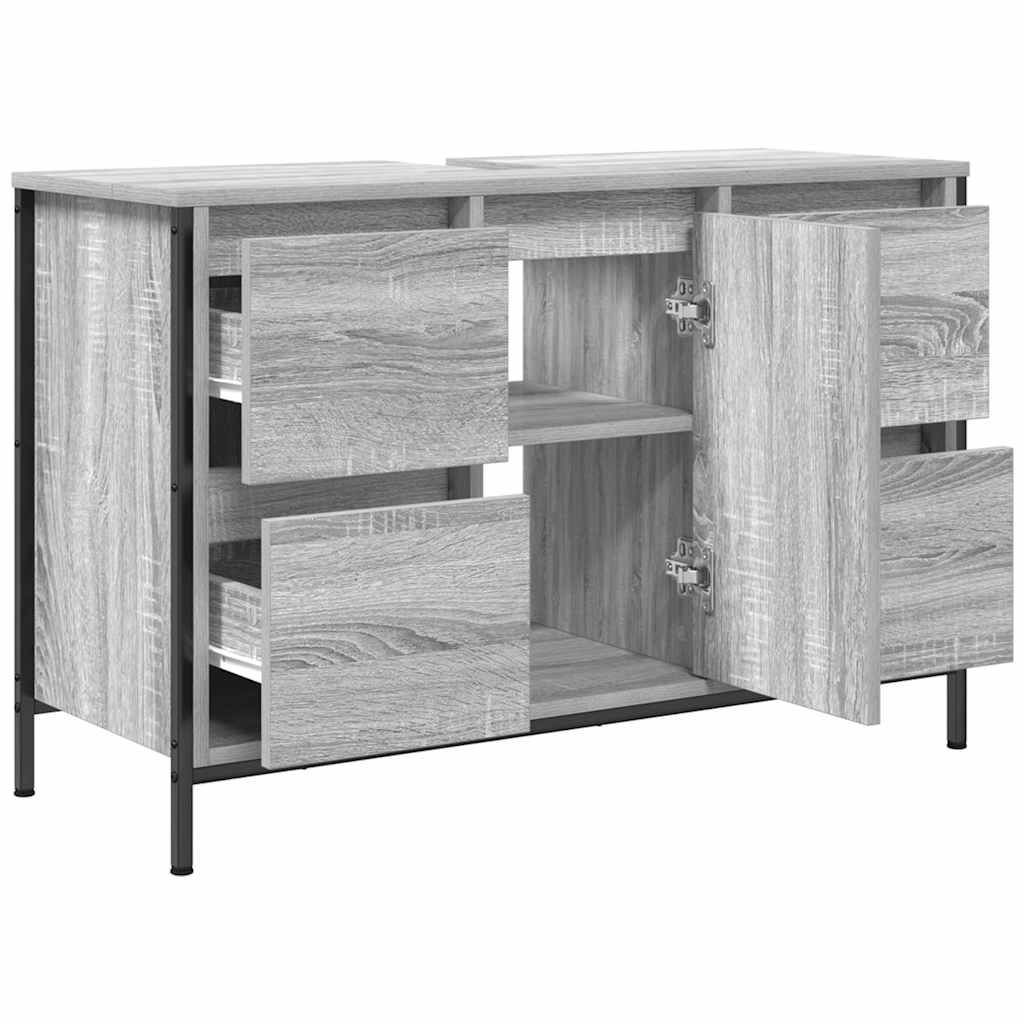 vidaXL Dulap pentru chiuvetă cu sertare Gri Sonoma 90x34,5x60 cm vidaXL Dulap pentru chiuvetă cu sertare Gri Sonoma 90x34,5x60 cm