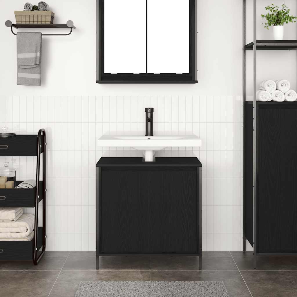 vidaXL Dulap pentru lavoar baie negru 60x34,5x60 cm