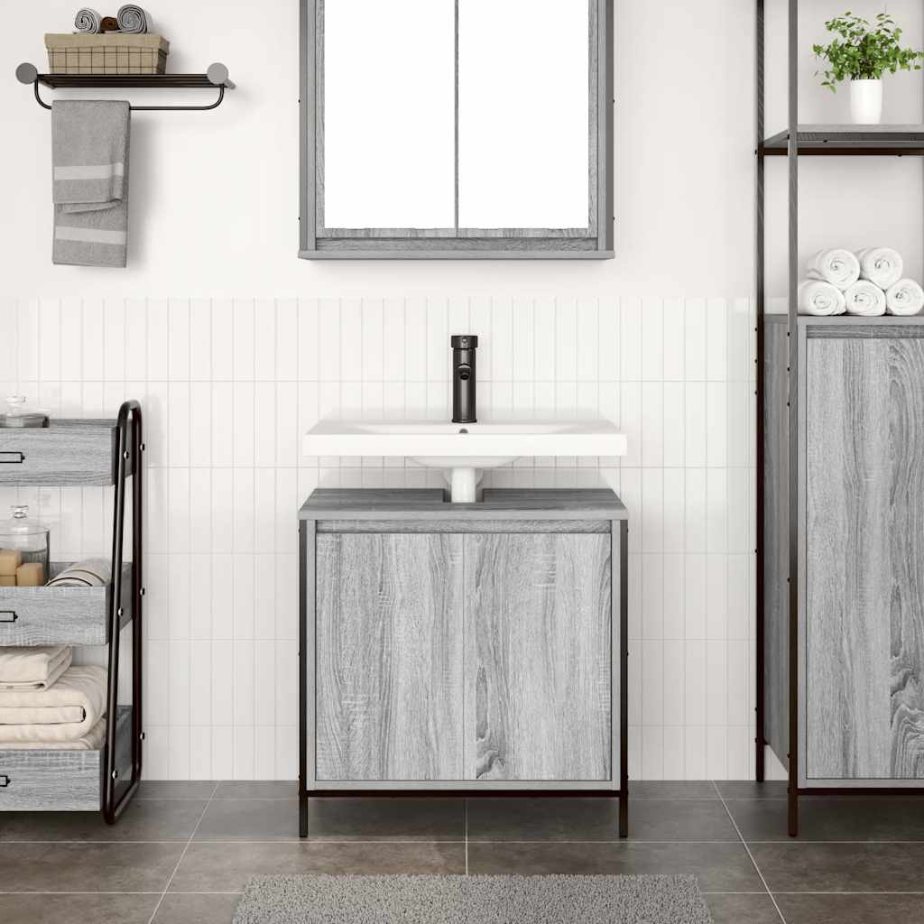 vidaXL Dulap pentru lavoar baie gri Sonoma 60x34,5x60 cm vidaXL Dulap pentru lavoar baie gri Sonoma 60x34,5x60 cm