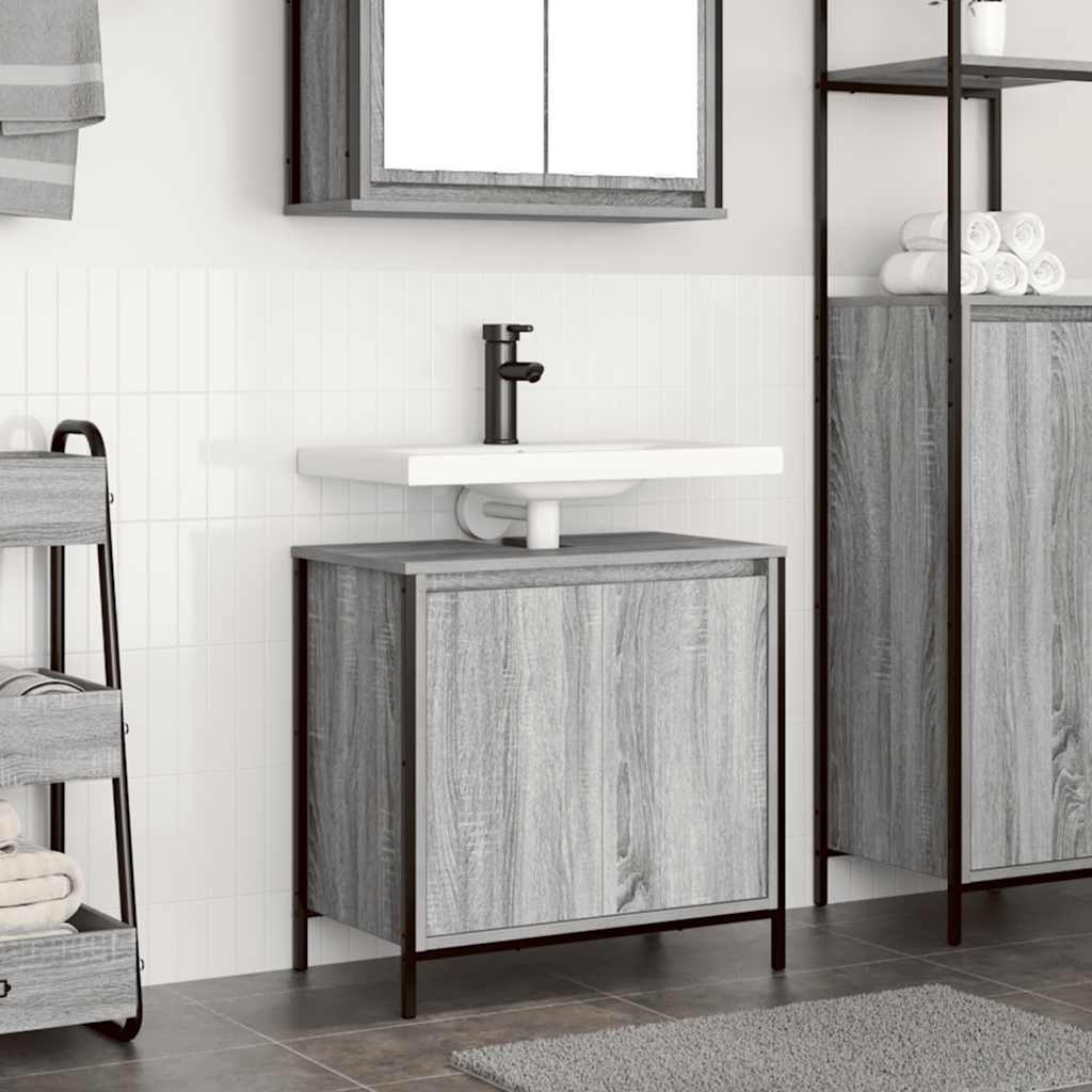 vidaXL Dulap pentru lavoar baie gri Sonoma 60x34,5x60 cm vidaXL Dulap pentru lavoar baie gri Sonoma 60x34,5x60 cm
