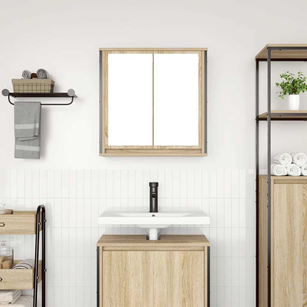 vidaXL Dulap de baie cu oglindă Stejar Sonoma 60x21x60 cm vidaXL Dulap de baie cu oglindă Stejar Sonoma 60x21x60 cm