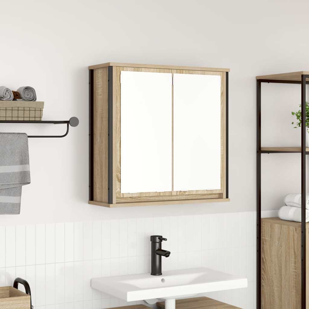 vidaXL Dulap de baie cu oglindă Stejar Sonoma 60x21x60 cm vidaXL Dulap de baie cu oglindă Stejar Sonoma 60x21x60 cm