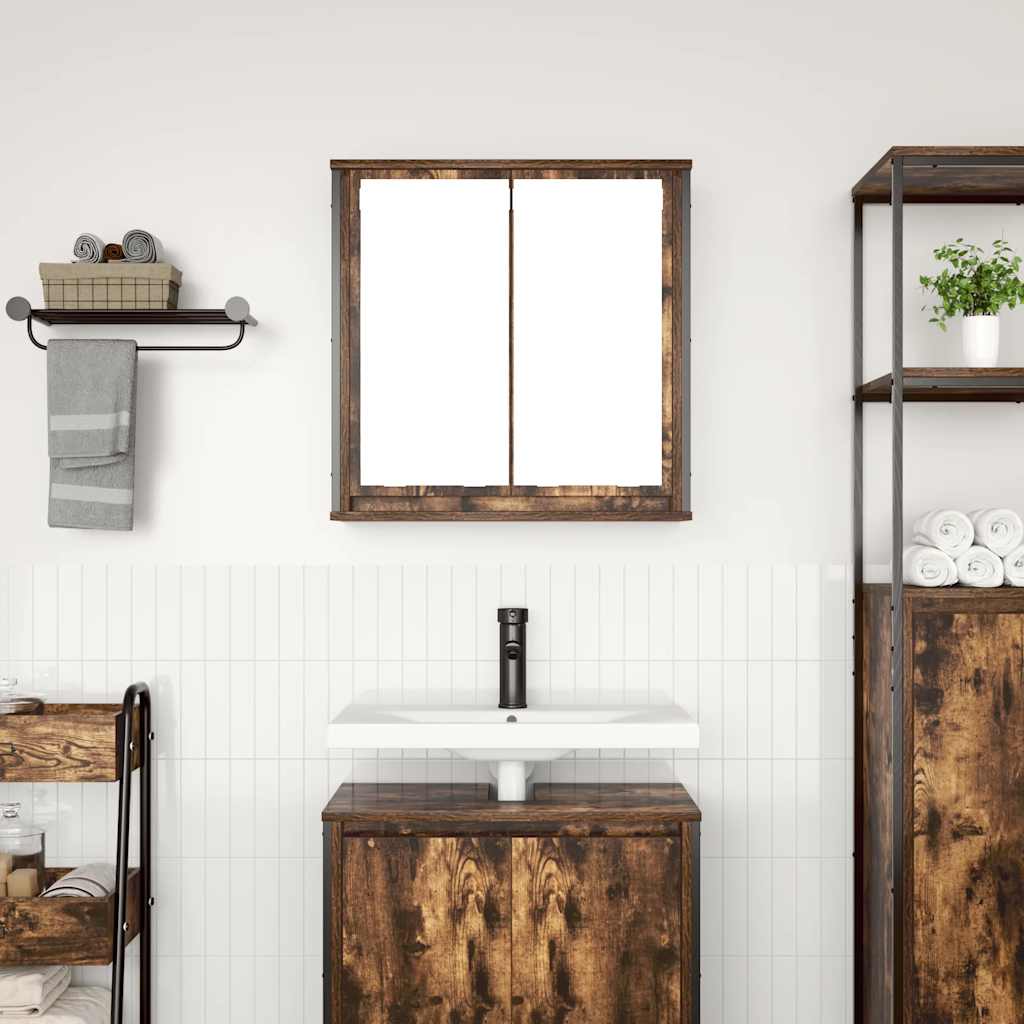 vidaXL Dulap de baie cu oglindă stejar afumat 60x21x60 cm vidaXL Dulap de baie cu oglindă stejar afumat 60x21x60 cm