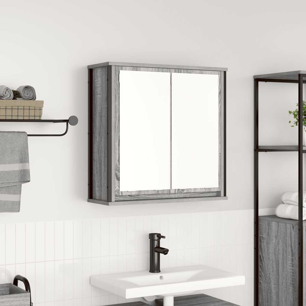 vidaXL Dulap de baie cu oglindă Gri Sonoma 60x21x60 cm vidaXL Dulap de baie cu oglindă Gri Sonoma 60x21x60 cm