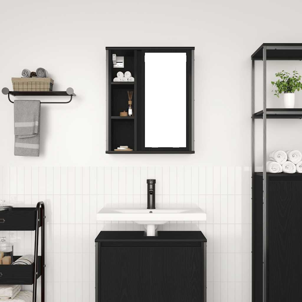 vidaXL Dulap de baie cu oglindă stejar negru 50x21x60 cm vidaXL Dulap de baie cu oglindă stejar negru 50x21x60 cm