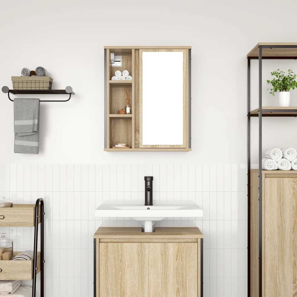 vidaXL Dulap de baie cu oglindă Stejar Sonoma 50x21x60 cm vidaXL Dulap de baie cu oglindă Stejar Sonoma 50x21x60 cm