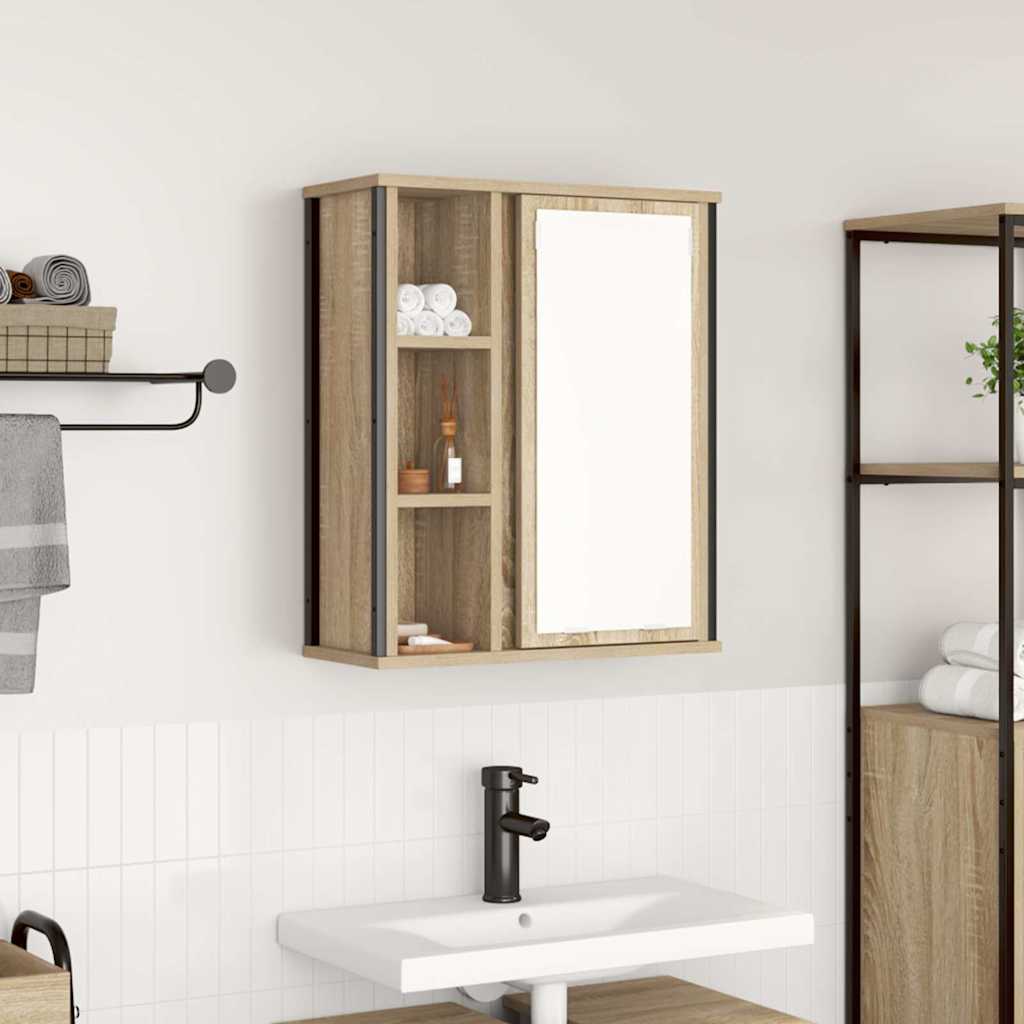 vidaXL Dulap de baie cu oglindă Stejar Sonoma 50x21x60 cm vidaXL Dulap de baie cu oglindă Stejar Sonoma 50x21x60 cm