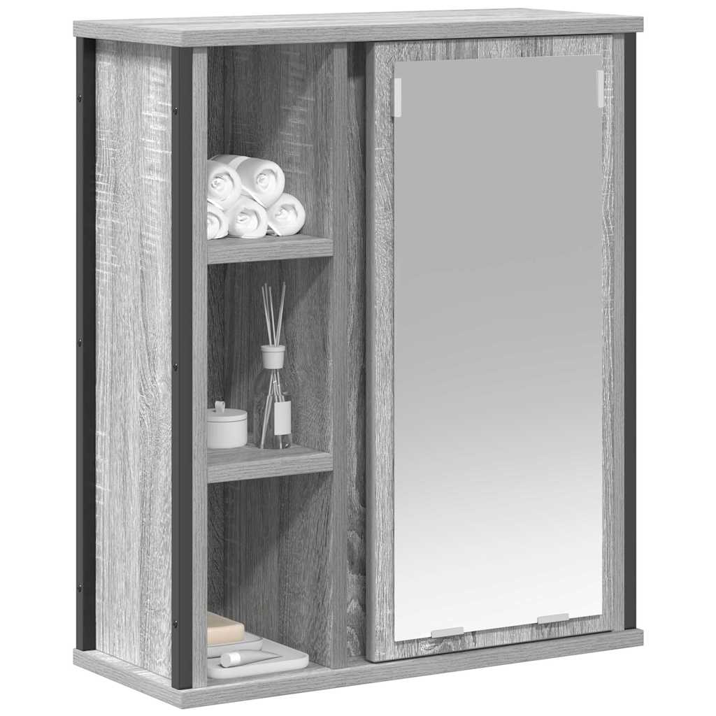 vidaXL Dulap de baie cu oglindă gri Sonoma 50x21x60 cm vidaXL Dulap de baie cu oglindă gri Sonoma 50x21x60 cm