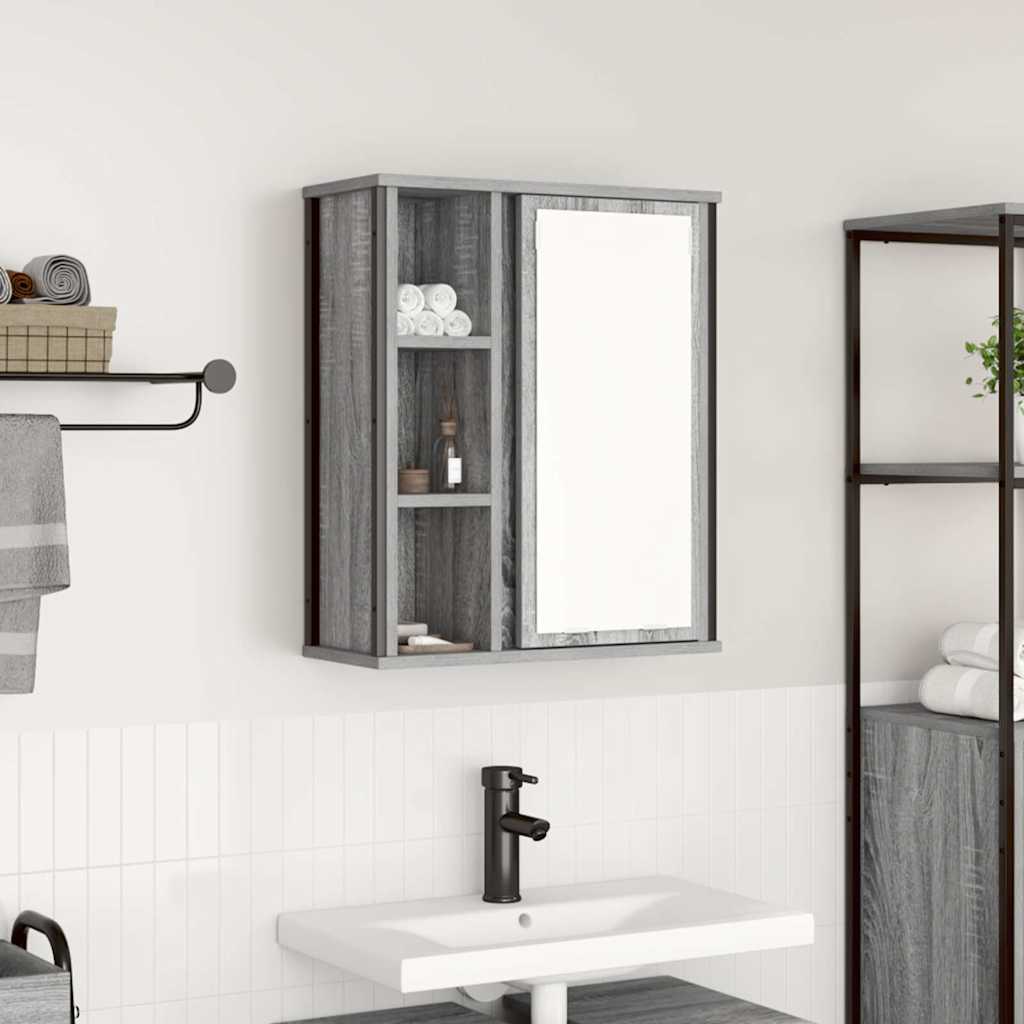 vidaXL Dulap de baie cu oglindă gri Sonoma 50x21x60 cm vidaXL Dulap de baie cu oglindă gri Sonoma 50x21x60 cm