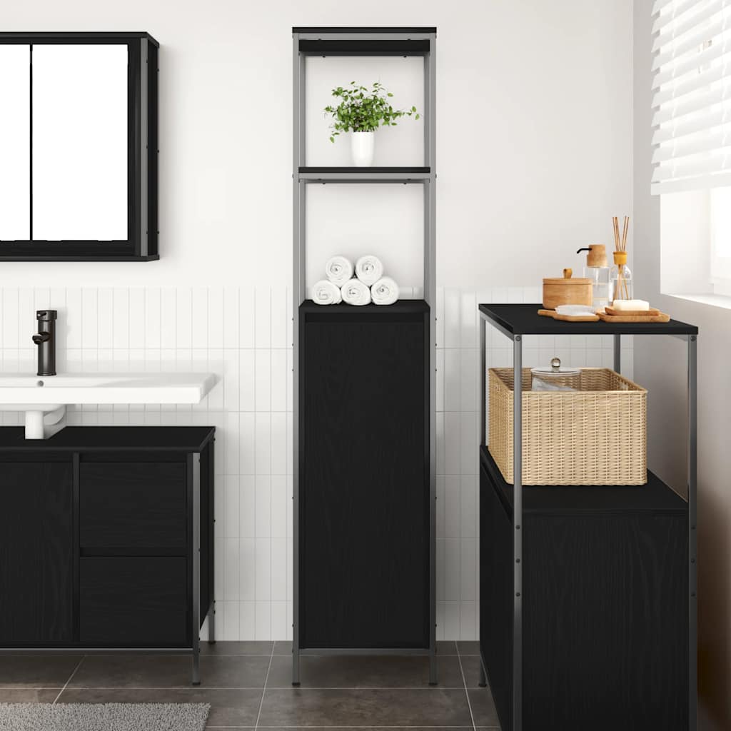 vidaXL Dulap de baie cu rafturi Stejar negru 36x35x165 cm