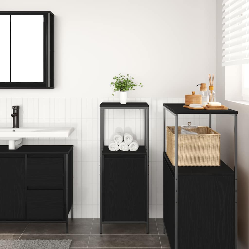 vidaXL Dulap de baie cu rafturi Stejar negru 36x35x95 cm