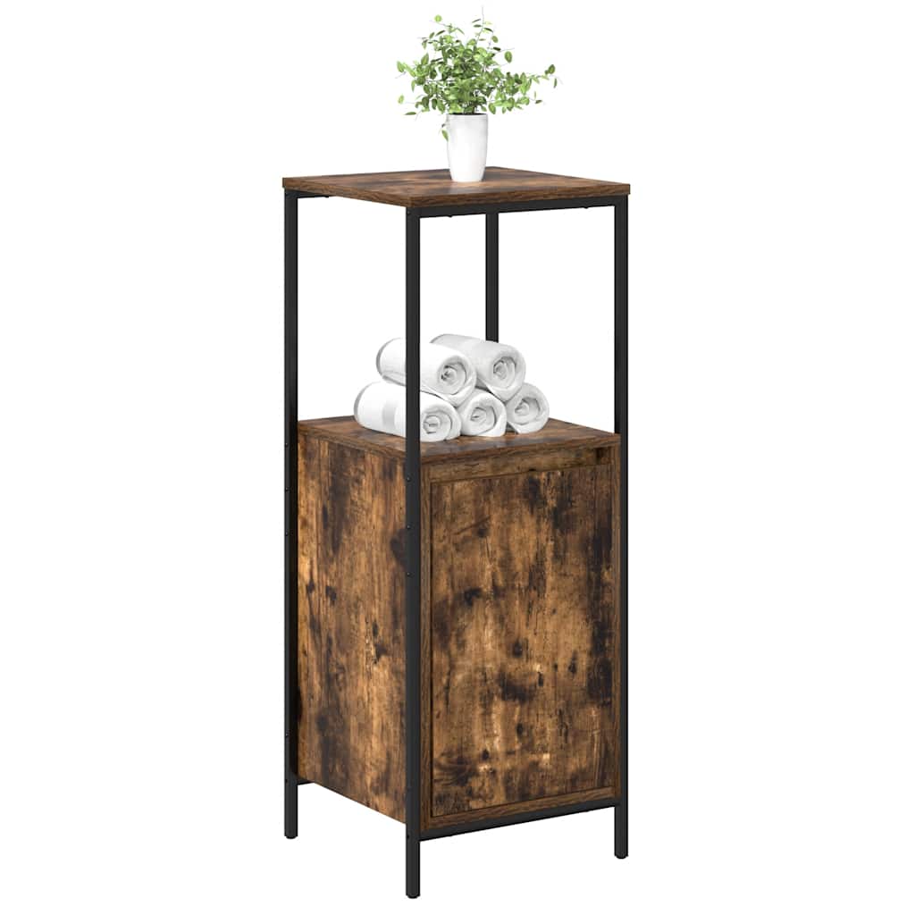 vidaXL Dulap de baie cu rafturi stejar afumat 36x35x95 cm