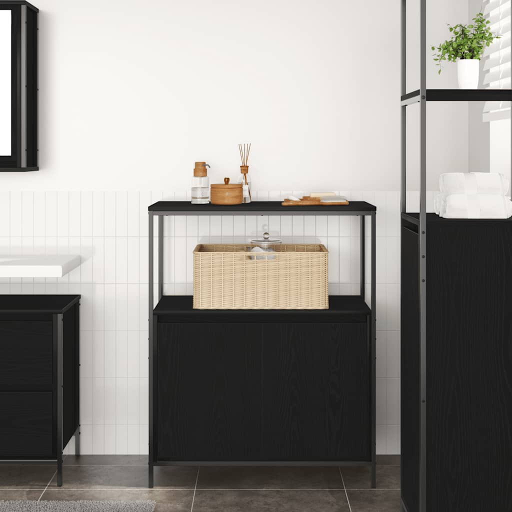 vidaXL Dulap de baie cu rafturi Stejar negru 76,5x35x95 cm