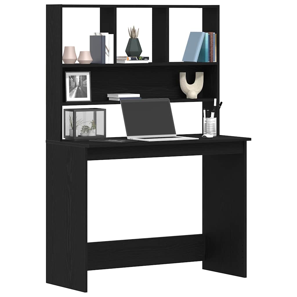 vidaXL Birou cu rafturi, stejar negru, 102x45x148 cm, lemn prelucrat vidaXL Birou cu rafturi, stejar negru, 102x45x148 cm, lemn prelucrat