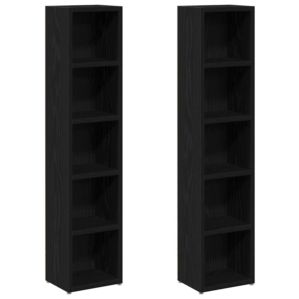 vidaXL Dulapuri CD-uri 2 buc Stejar negru 21x16x93,5 cm Lemn prelucrat vidaXL Dulapuri CD-uri 2 buc Stejar negru 21x16x93,5 cm Lemn prelucrat