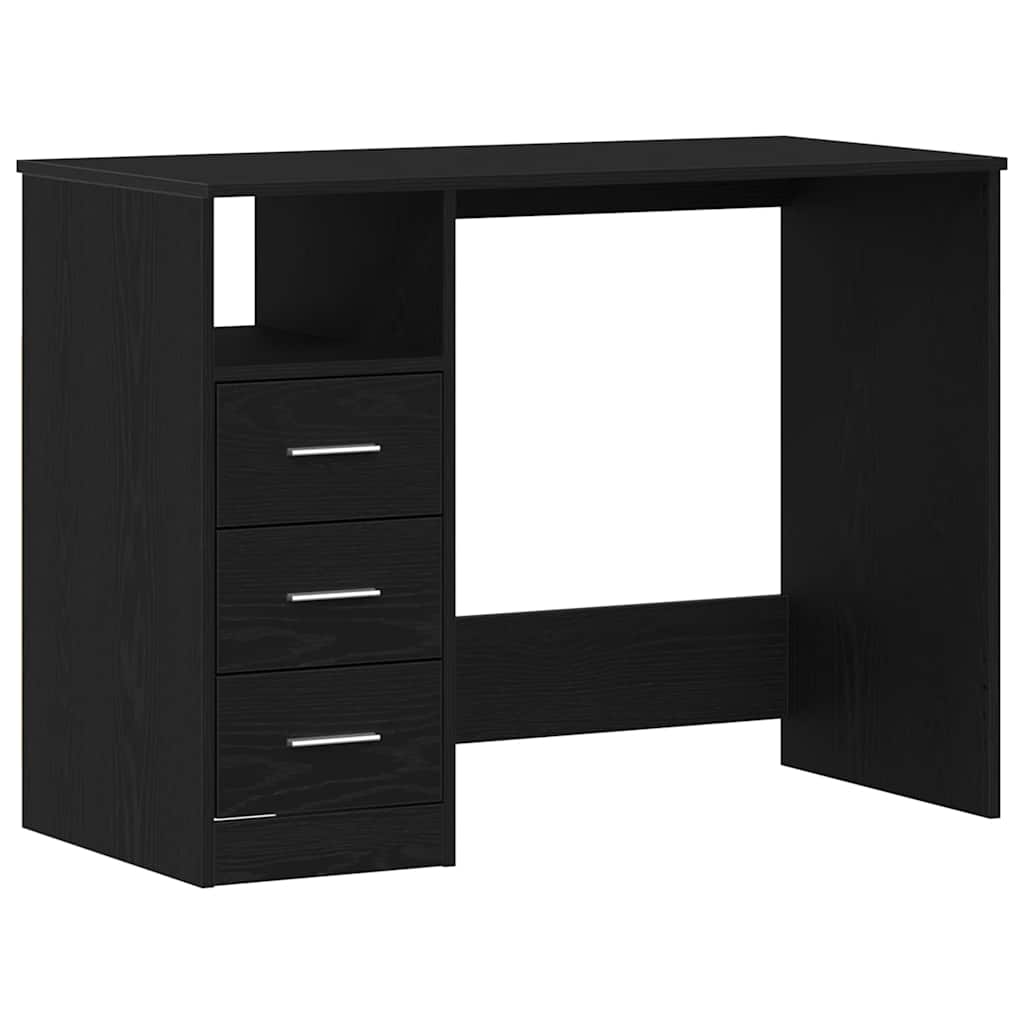 vidaXL Birou cu sertare, stejar negru, 102x50x76 cm, lemn prelucrat