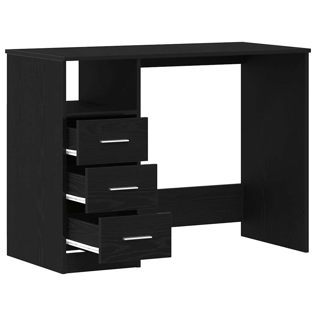 vidaXL Birou cu sertare, stejar negru, 102x50x76 cm, lemn prelucrat