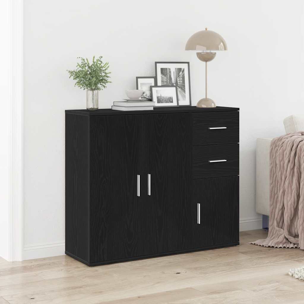 vidaXL Bufetă Stejar negru 91x29,5x75 cm Lemn prelucrat vidaXL Bufetă Stejar negru 91x29,5x75 cm Lemn prelucrat