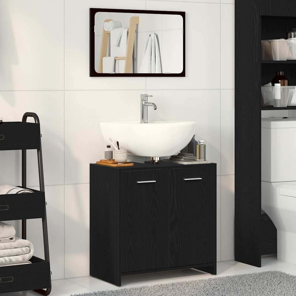 vidaXL Dulap de baie cu oglindă din lemn de stejar negru vidaXL Dulap de baie cu oglindă din lemn de stejar negru